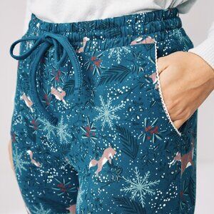 Fat Face Ellie Woodland Creature Print Pajama Leggings in Teal, 6